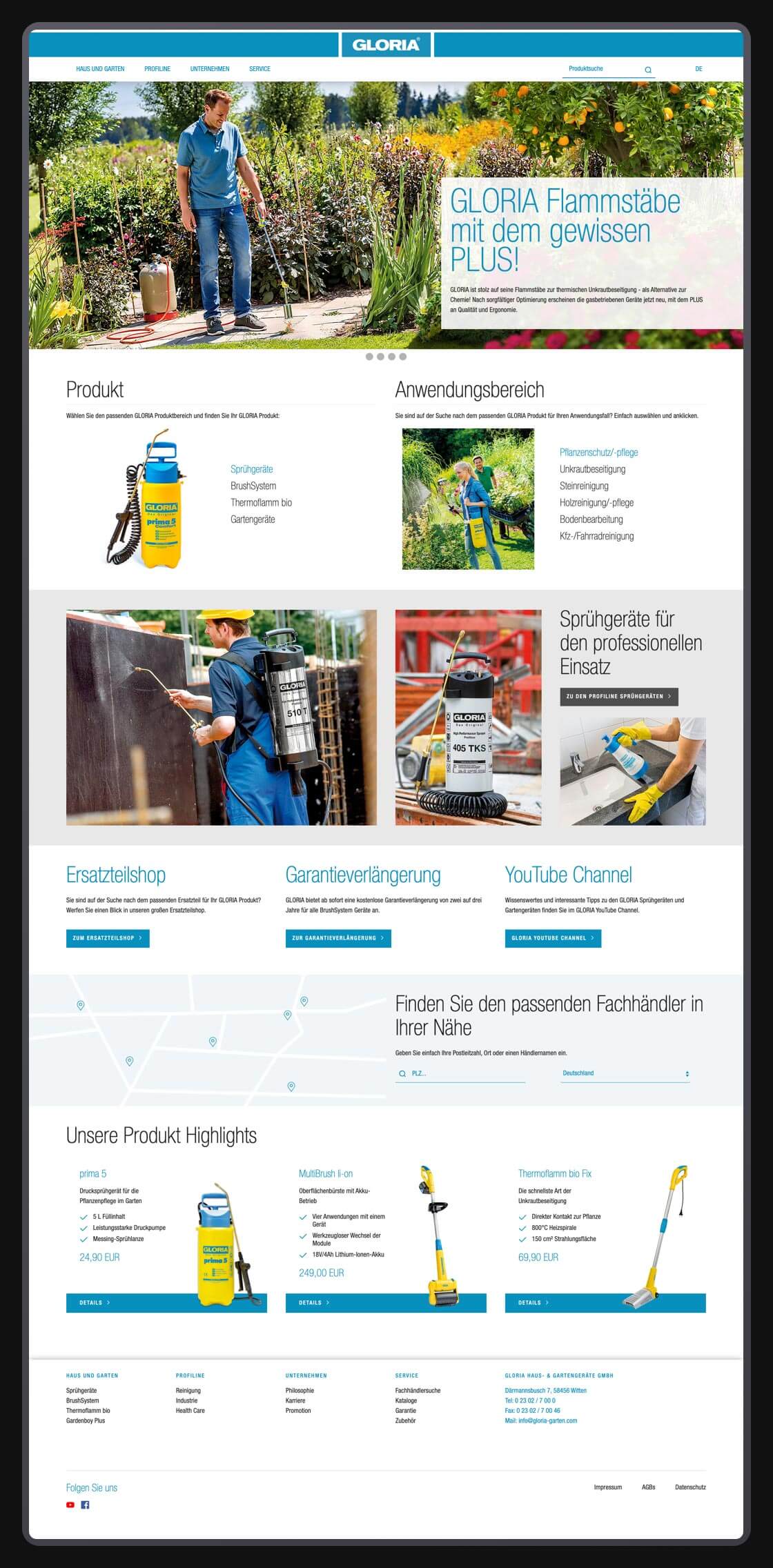  Referenz - Gloria Gartengeräte - Website Relaunch
